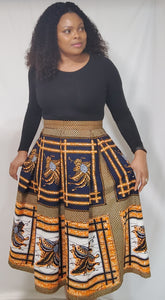 Stylish African Print Kiss Pleat Short Skirt with Pockets.