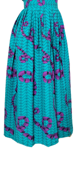 Load image into Gallery viewer, Stylish African Print Long Pleated Skirt---Split with Belt.
