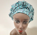 Load image into Gallery viewer, African Print Pre-Tied Satin Lined Head Wrap.
