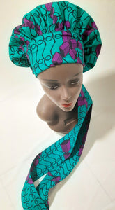 African Print Pre-Tied Satin Lined Head Wrap.