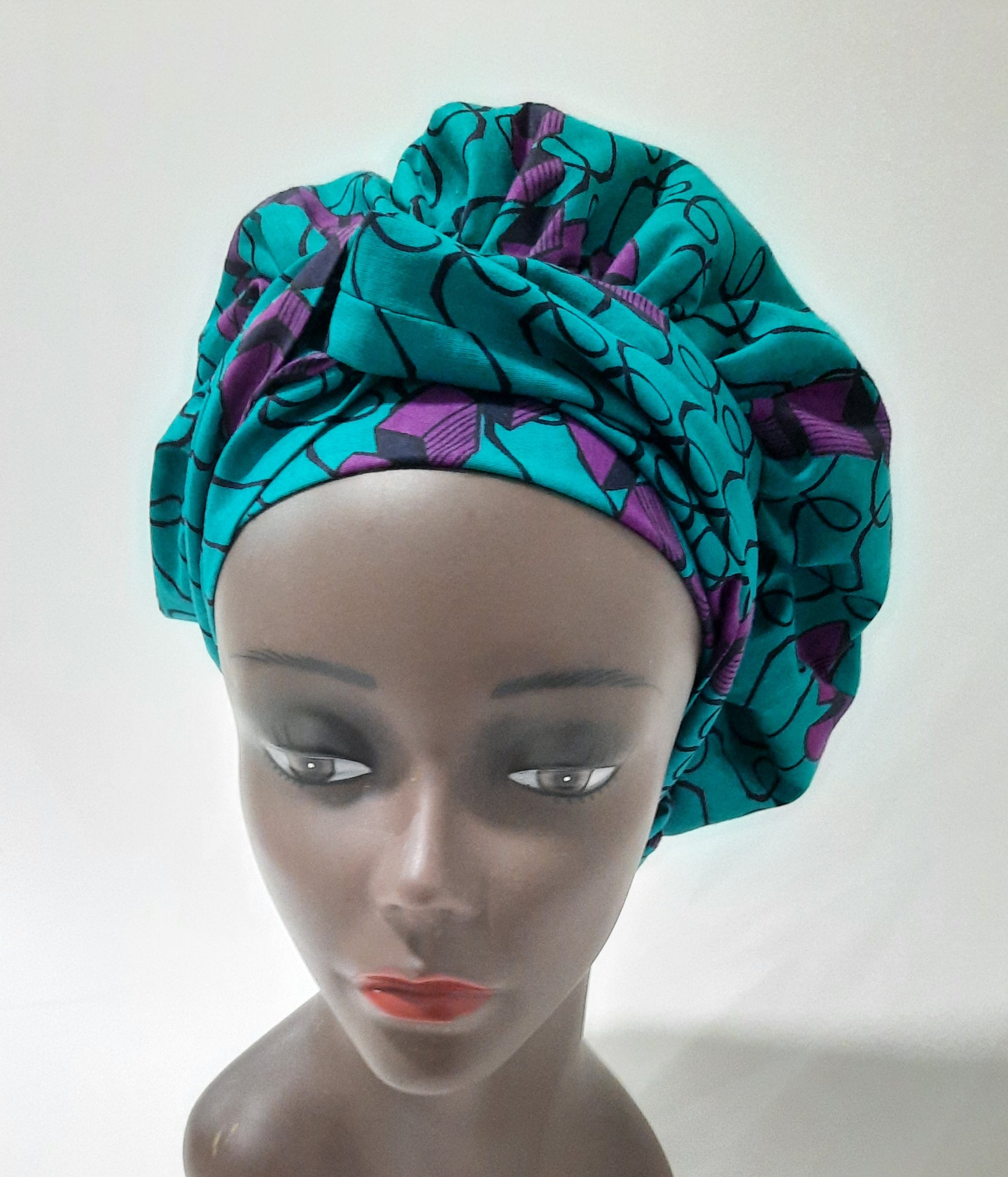 African Print Pre-Tied Satin Lined Head Wrap.