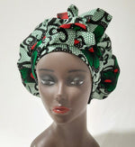 Load image into Gallery viewer, African Print Pre-Tied Satin Lined Head Wrap.
