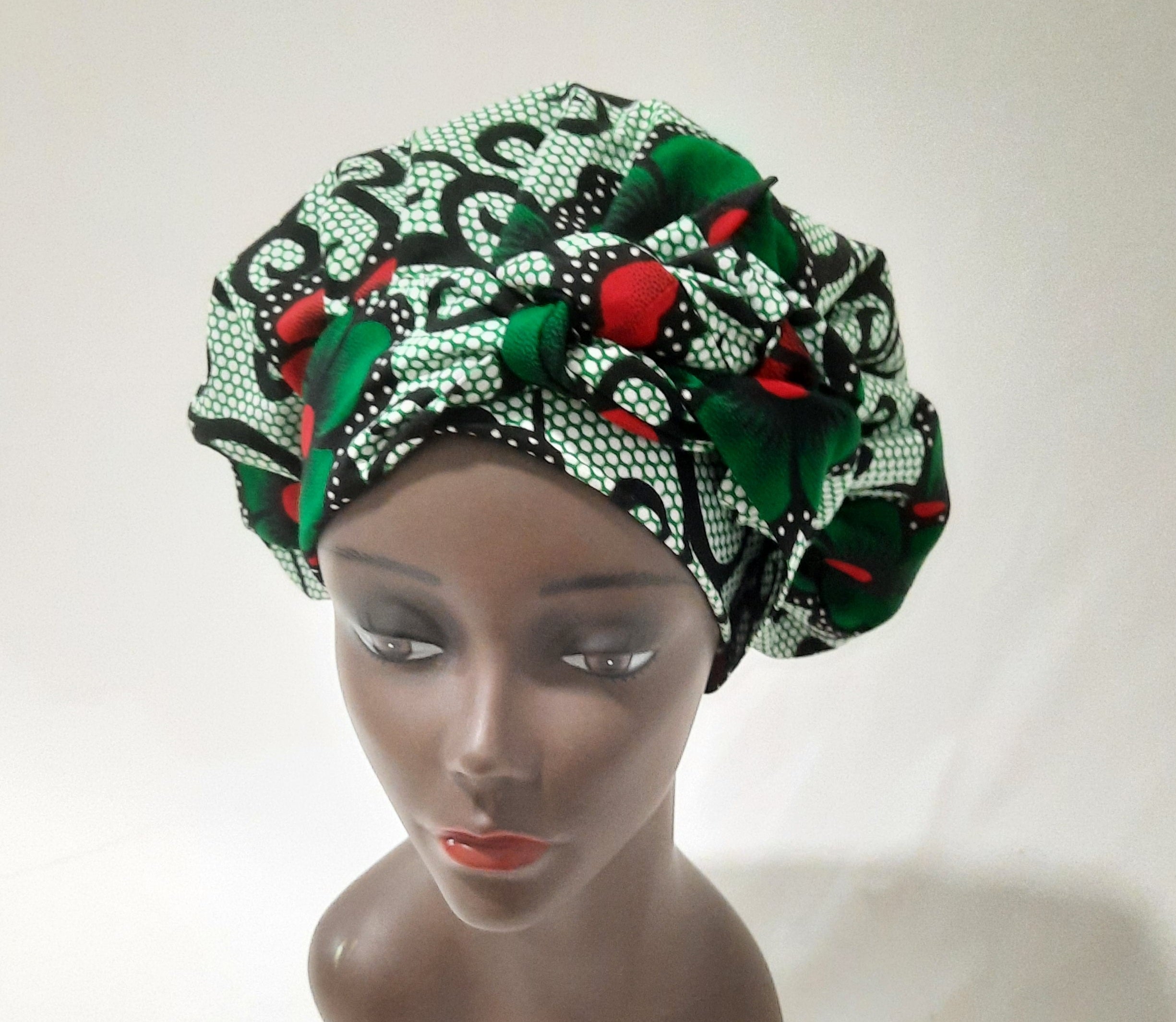 African Print Pre-Tied Satin Lined Head Wrap.