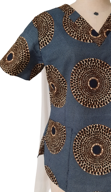 African Print Scrub Top