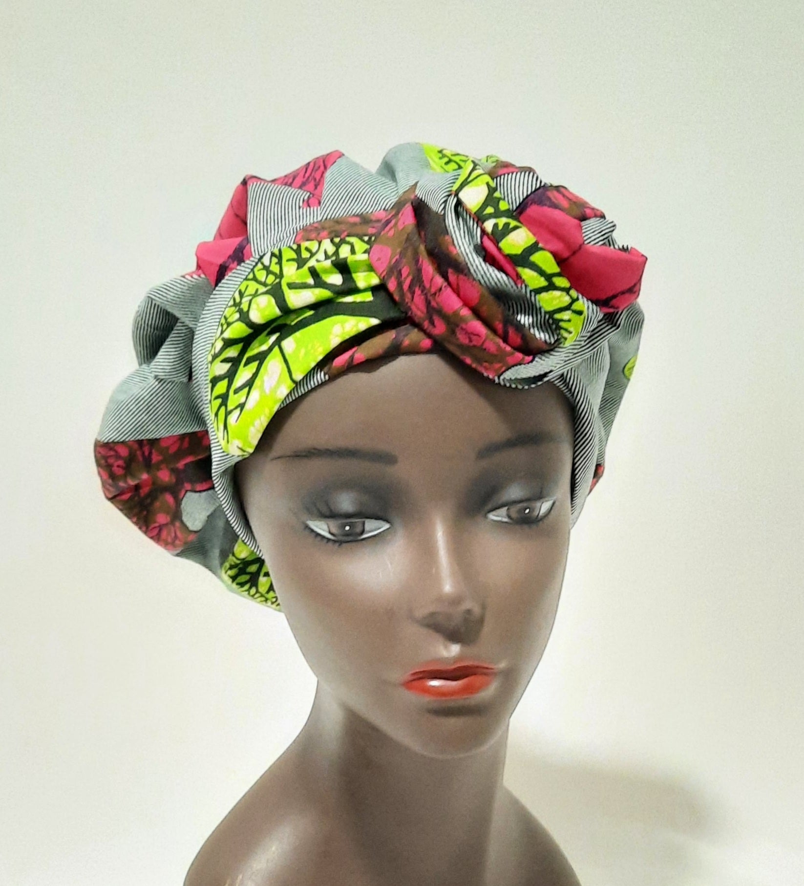 African Print Pre-Tied Satin Lined Head Wrap.