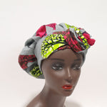 Load image into Gallery viewer, African Print Pre-Tied Satin Lined Head Wrap.
