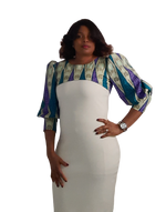 Load image into Gallery viewer, Stylish African Print Jacket Style Puffy Sleeve Top, with back Zipper.
