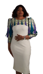 Stylish African Print Jacket Style Puffy Sleeve Top, with back Zipper.