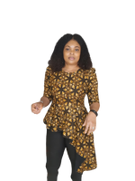 Load image into Gallery viewer, Stylish African Print High/Low Peplum Top. With Three Quarter Sleeve
