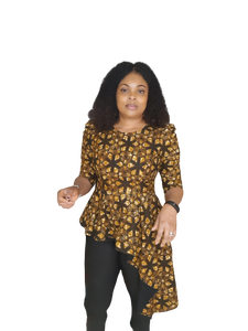 Stylish African Print High/Low Peplum Top. With Three Quarter Sleeve