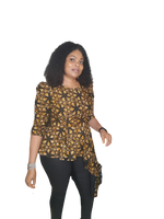 Load image into Gallery viewer, Stylish African Print High/Low Peplum Top. With Three Quarter Sleeve
