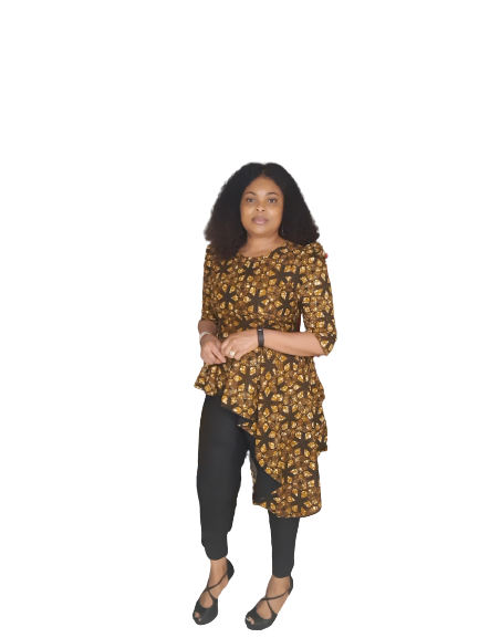 Stylish African Print High/Low Peplum Top. With Three Quarter Sleeve