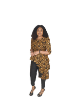 Load image into Gallery viewer, Stylish African Print High/Low Peplum Top. With Three Quarter Sleeve
