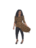 Load image into Gallery viewer, Stylish African Print High/Low Peplum Top. With Three Quarter Sleeve
