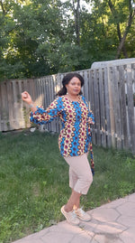 Load image into Gallery viewer, Gorgeous African Print Balloon Sleeve Top With Belt.
