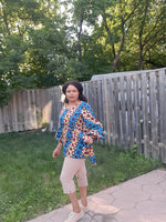 Load image into Gallery viewer, Gorgeous African Print Balloon Sleeve Top With Belt.
