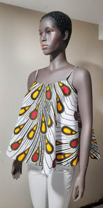 Load image into Gallery viewer, Gorgeous African Print Spaghetti Strap Peplum Top.
