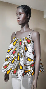 Load image into Gallery viewer, Gorgeous African Print Spaghetti Strap Peplum Top.
