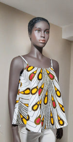 Load image into Gallery viewer, Gorgeous African Print Spaghetti Strap Peplum Top.
