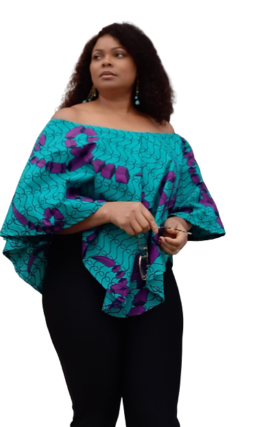 Gorgeous African Print Peplum Top with in Built Tank Top.