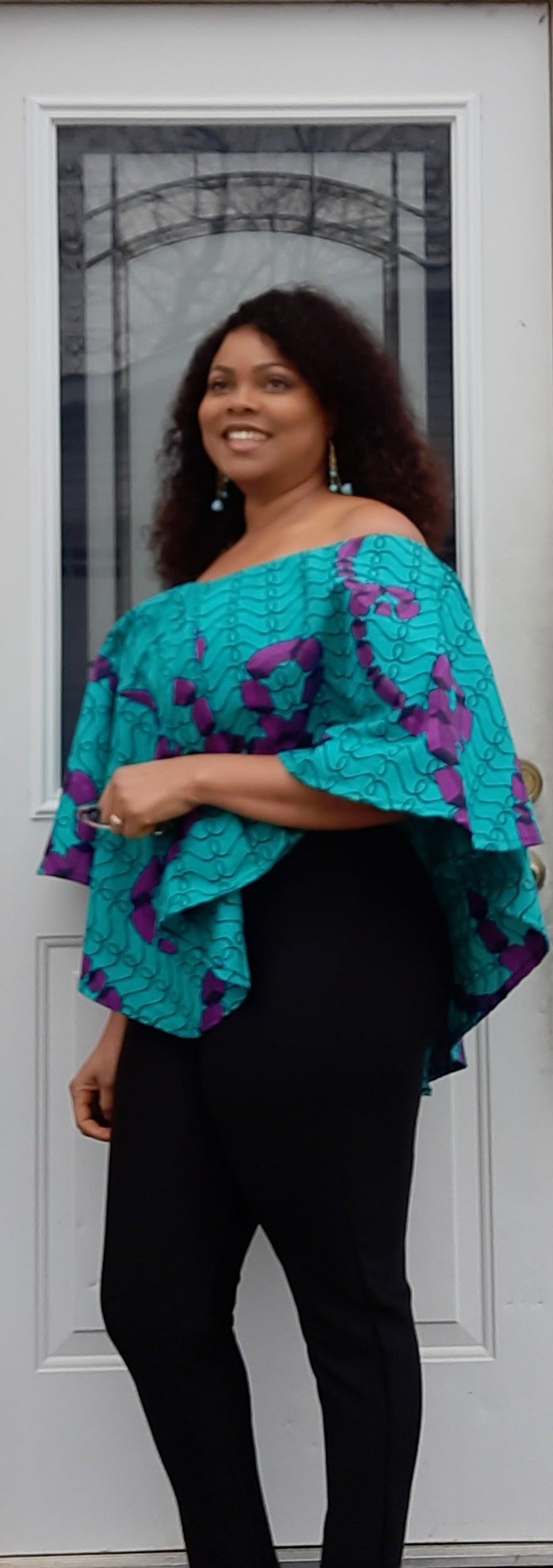 Gorgeous African Print Peplum Top with in Built Tank Top.