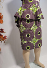 Load image into Gallery viewer, African Print Peplum Midi Sjirt
