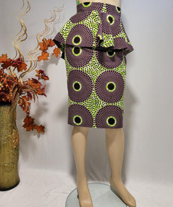 African Print Peplum Midi Sjirt