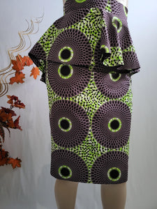 African Print Peplum Midi Sjirt