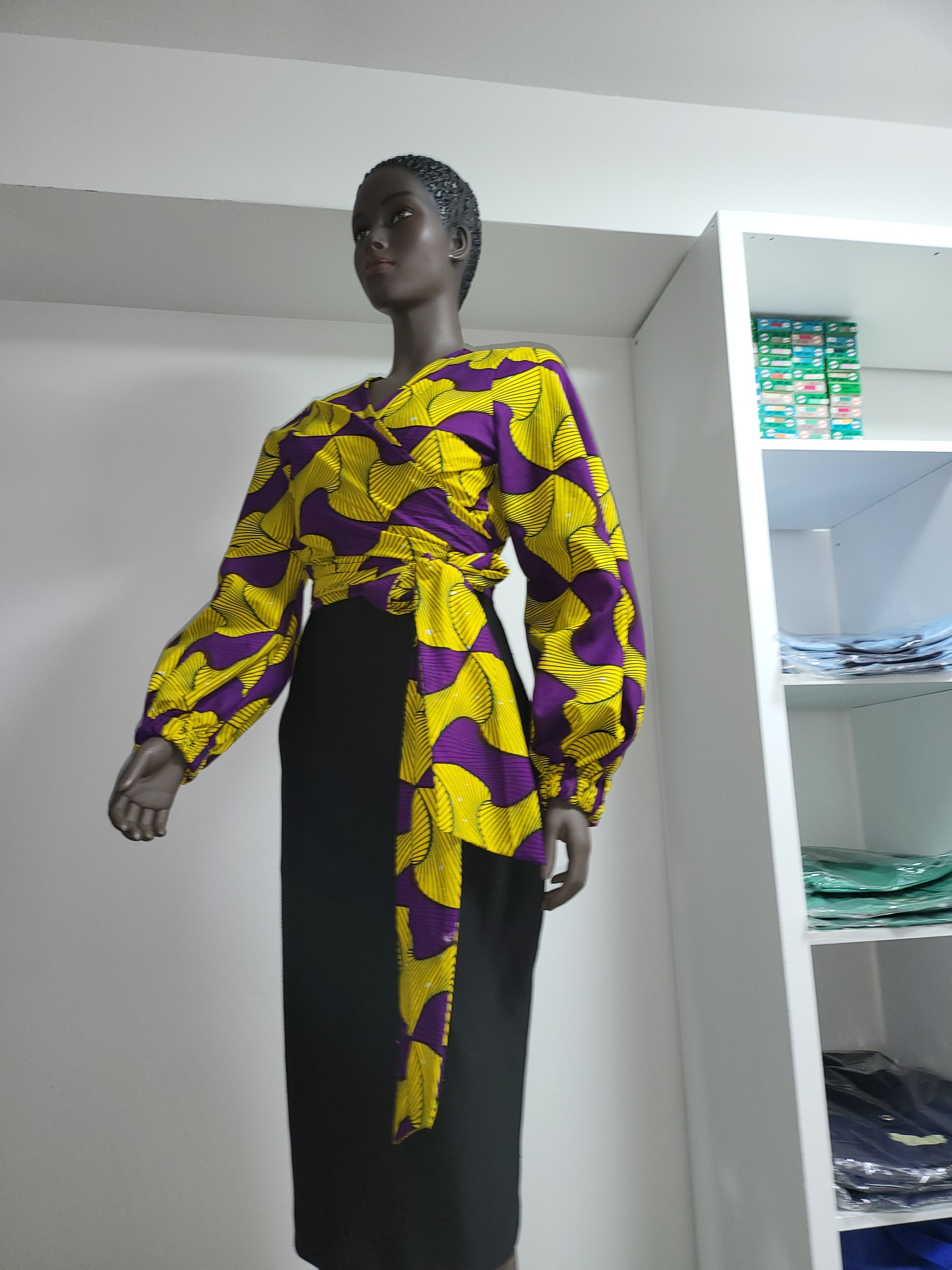 Gorgeous African Print Top Wrap Dress.