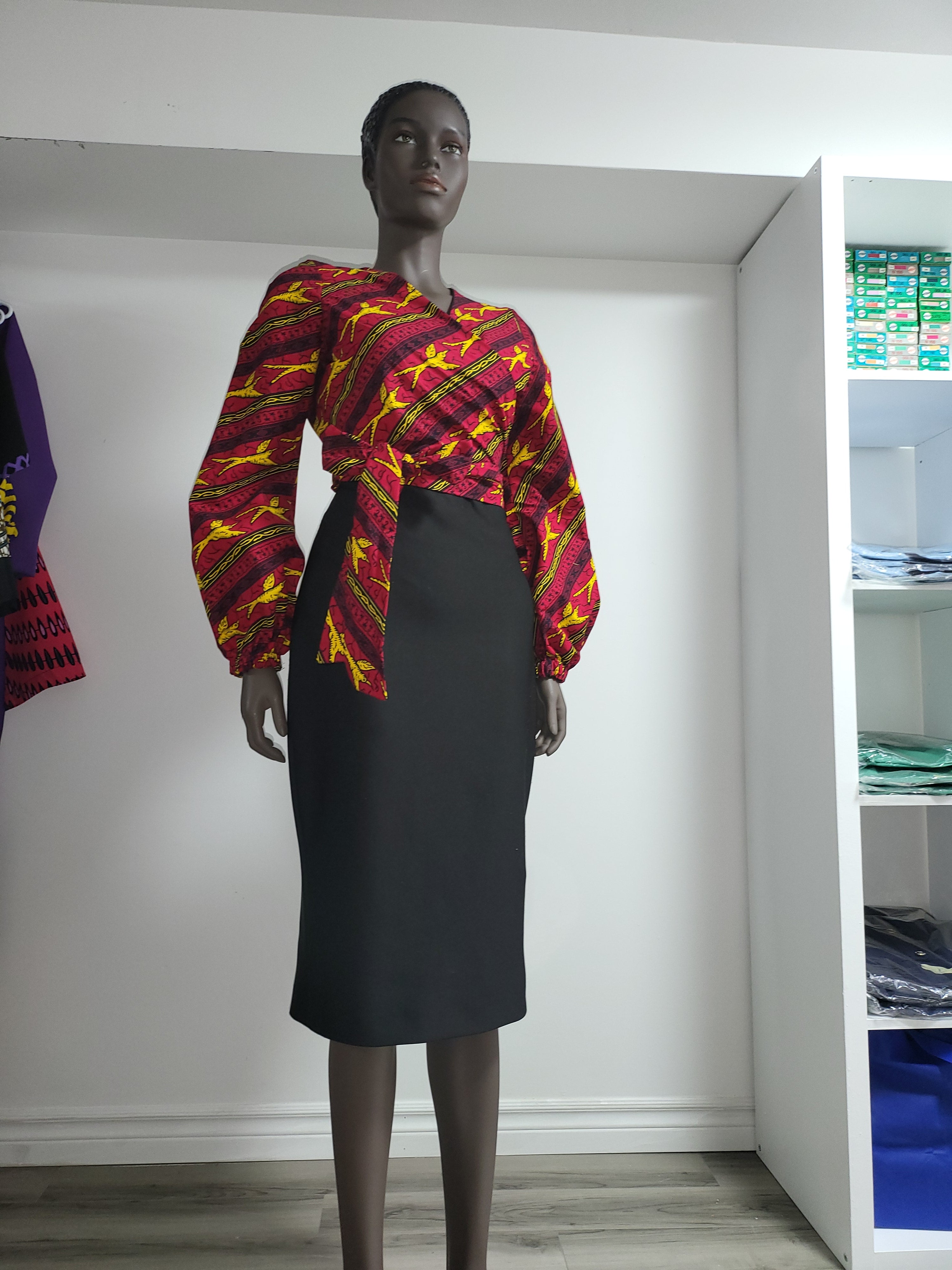 Gorgeous African Print Top Wrap Dress.