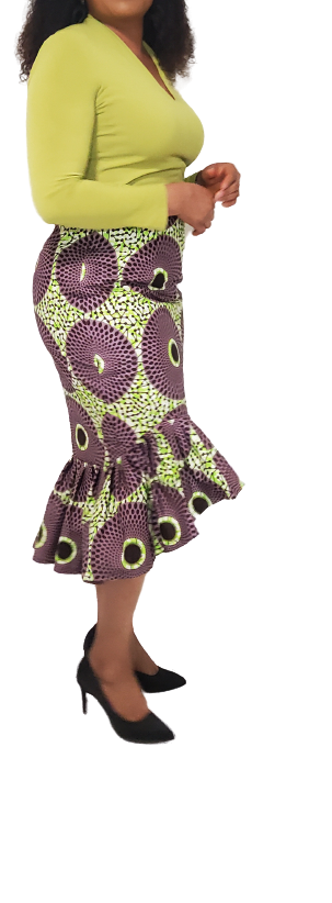 Stylish African Print 3/4 Skirt. High front Low back with bottom print