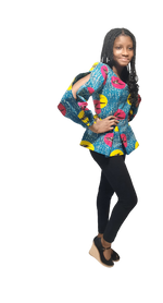 Load image into Gallery viewer, African Print Peplum Long Sleeve Top.
