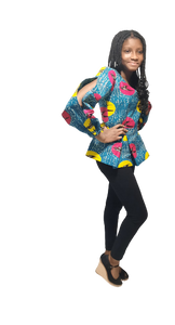 African Print Peplum Long Sleeve Top.