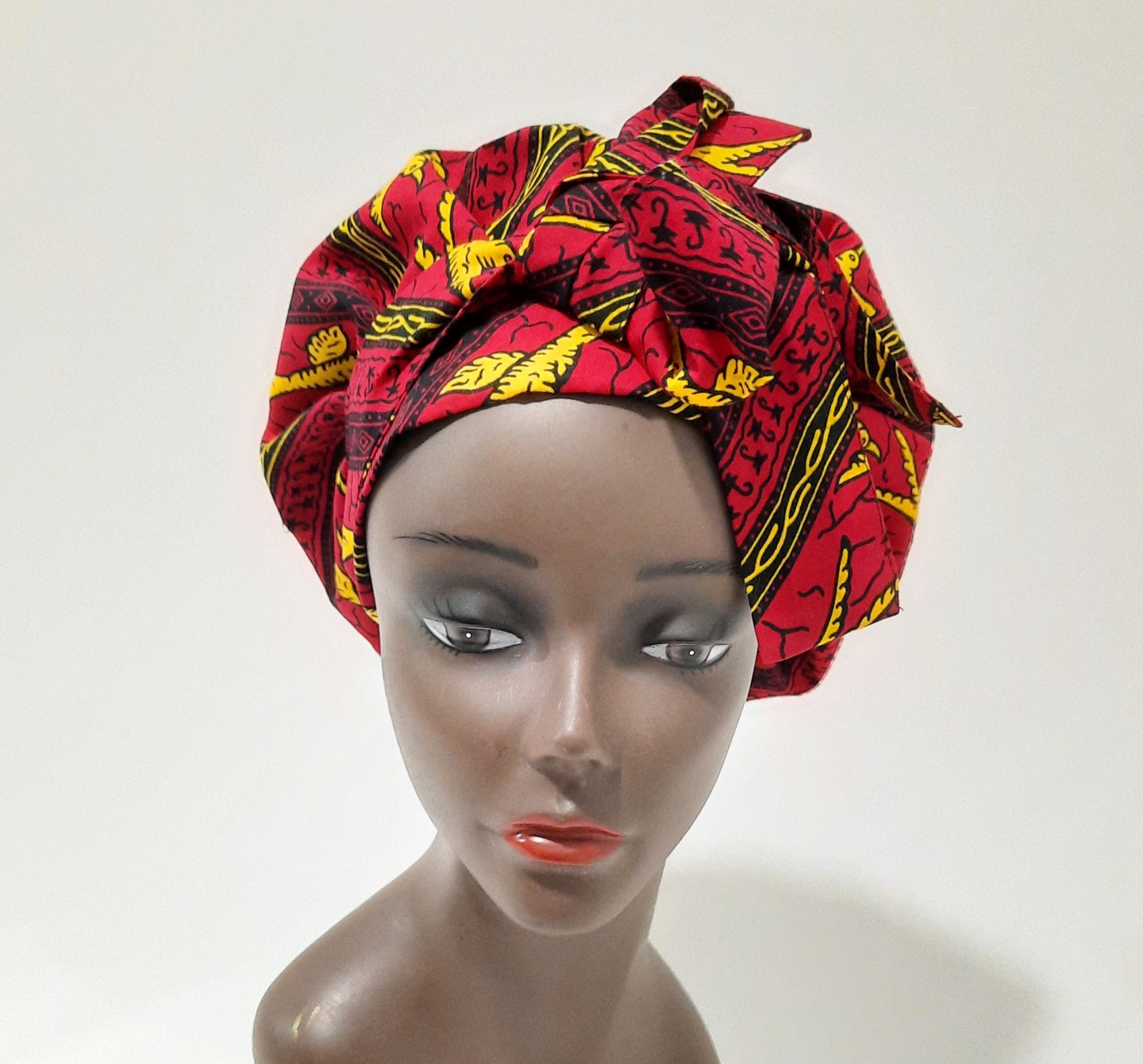 African Print Pre-Tied Satin Lined Head Wrap