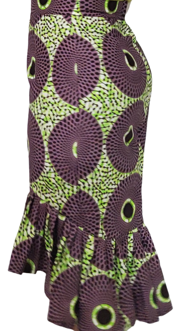 Stylish African Print 3/4 Skirt. High front Low back with bottom print