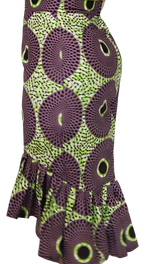 Load image into Gallery viewer, Stylish African Print 3/4 Skirt. High front Low back with bottom print
