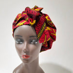 Load image into Gallery viewer, African Print Pre-Tied Satin Lined Head Wrap
