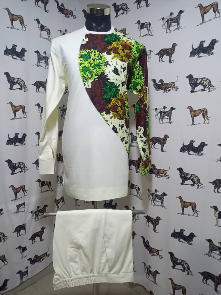 African Design- Male Long Sleeve Outfit. Two Piece-Top and Pant.