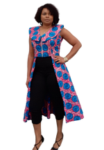 Load image into Gallery viewer, African Print Gorgeous Sleeveless Jacket Style V Neck Top With Cape.
