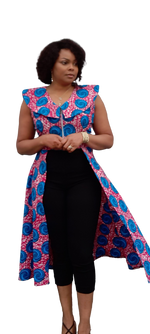 Load image into Gallery viewer, African Print Gorgeous Sleeveless Jacket Style V Neck Top With Cape.
