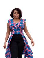 Load image into Gallery viewer, African Print Gorgeous Sleeveless Jacket Style V Neck Top With Cape.
