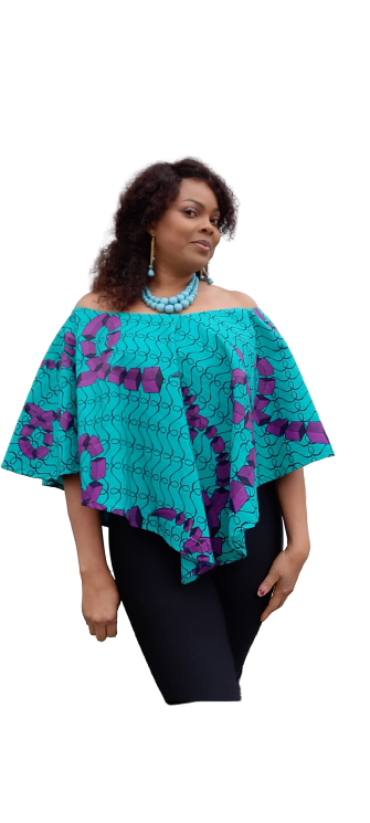 Gorgeous African Print Peplum Top with in Built Tank Top.