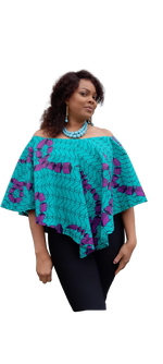 Load image into Gallery viewer, Gorgeous African Print Peplum Top with in Built Tank Top.
