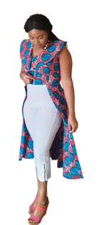 Load image into Gallery viewer, African Print Gorgeous Sleeveless Jacket Style V Neck Top With Cape.
