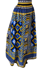 Load image into Gallery viewer, Stylish African Print, Half Pleated Long Skirt Front Side unpleated, with Pockets.
