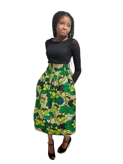 Stylish African Print Knee Length puffy skirt.