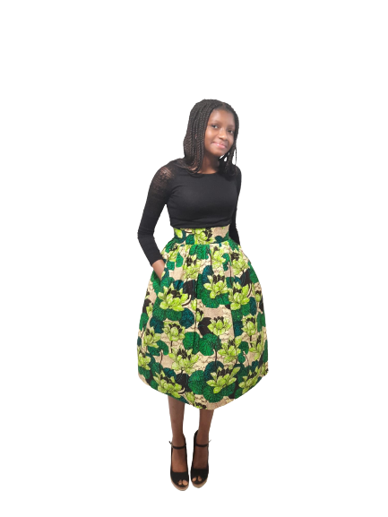 Stylish African Print Knee Length puffy skirt. Gloci Fashion Design