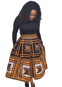 Stylish African Print Kiss Pleat Short Skirt with Pockets.