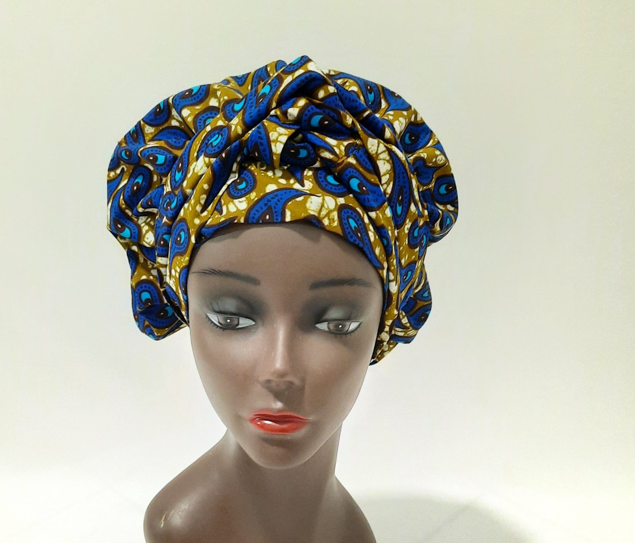 African Print Pre-Tied Satin Lined Head Wrap.