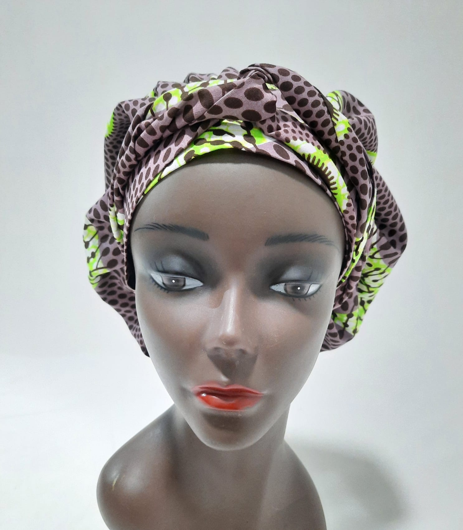 African Print Pre-Tied Satin Lined Head Wrap.